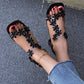 🔥Siste dagssalg 50% avslag og gratis frakt! - Sandaler med blokkhæl med blomster og rhinestone for kvinner