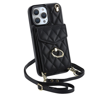 Trekkspillskinnkortholder Crossbody iPhone-deksel