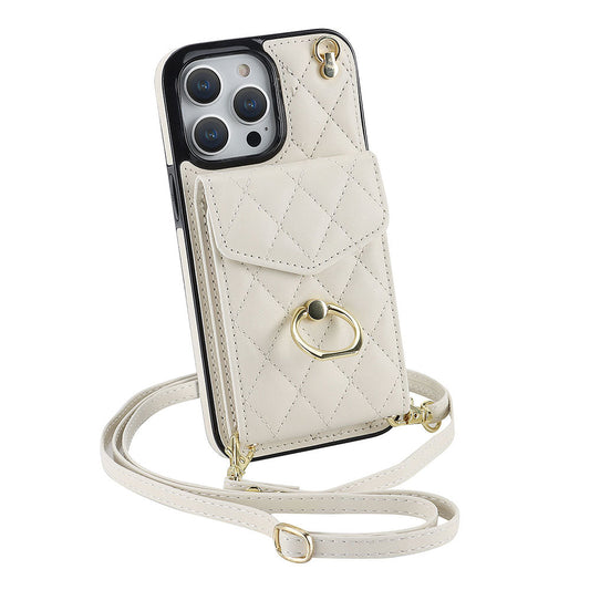 Trekkspillskinnkortholder Crossbody iPhone-deksel